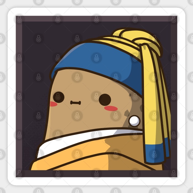 Cute Potato With A Pearl Earring Sticker by clgtart